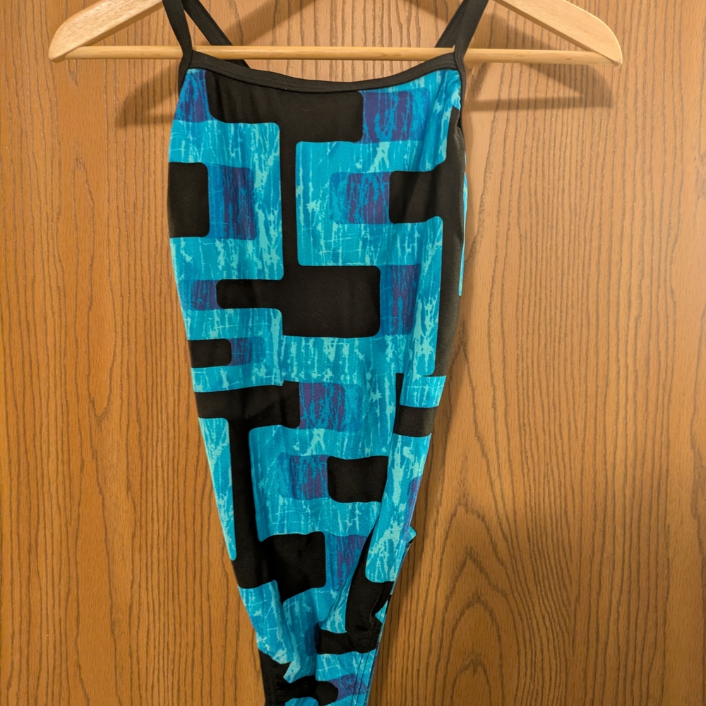 Speedo Black and Blue One Piece Swimsuit